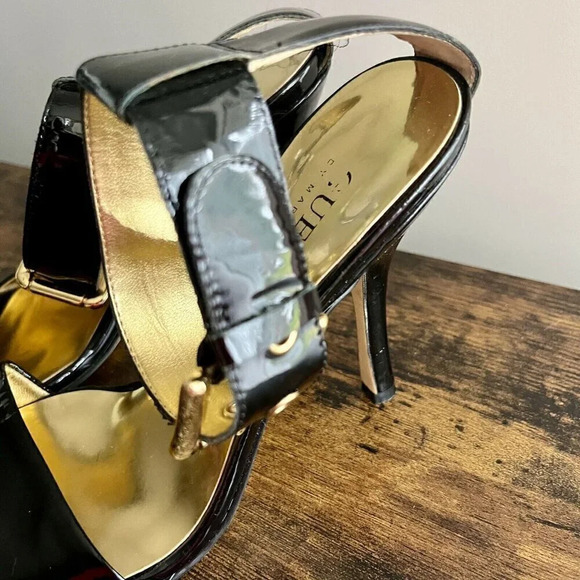 Guess|  By Marciano Women’s Ankle Strap Black Patent 3.75” Sandal Heels Size 7 - Picture 5 of 7